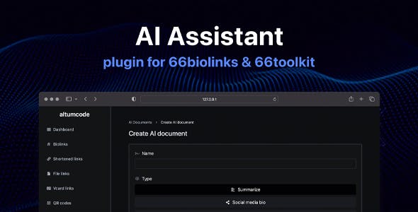 AI - Writing Assistant, Image Generator, Speech to Text - 66biolinks plugin